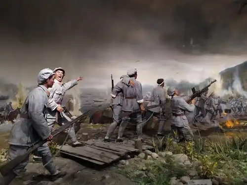逼真的3d效果图,生动形象地给我们展示了红军战士在战场上英勇杀敌的