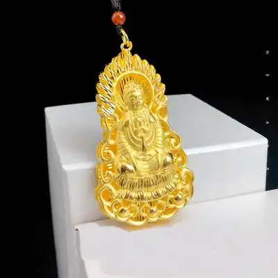 南沙金观音观音吊坠男士大号黄金吊牌老板饰品挂坠项坠