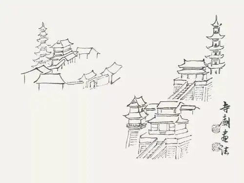 寺庙的儿童卡通简笔画教程孔明祀庙简笔画高山上的寺庙简笔画庙宇简笔