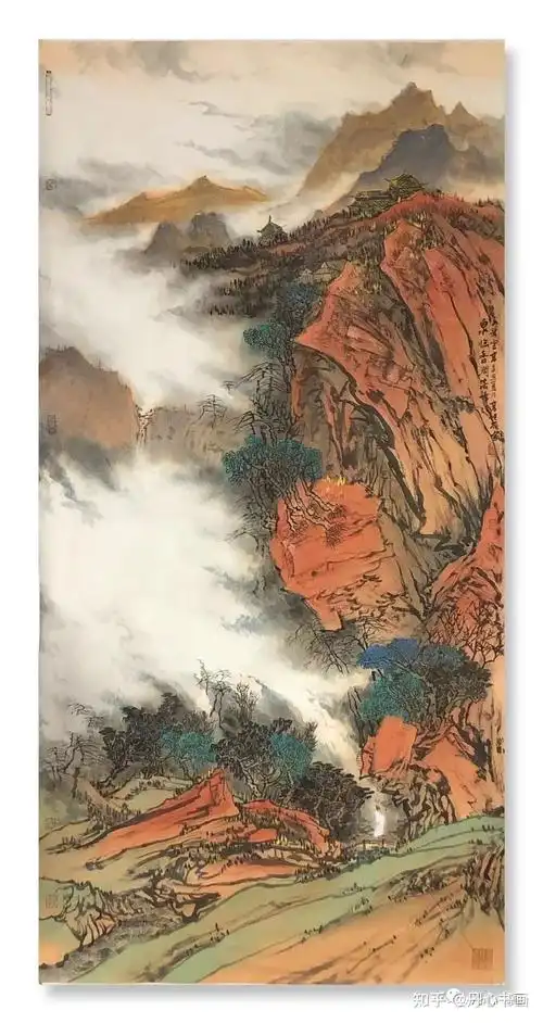 气韵雄浑绮丽清秀重彩山水画家高顺岭