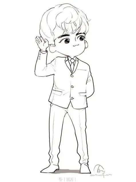 q版动漫男神简笔画