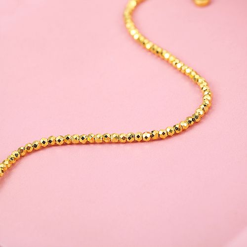 新金珠宝5g闪耀金蹦迪珠手链女碎碎平安足金纤细手链可调节1042