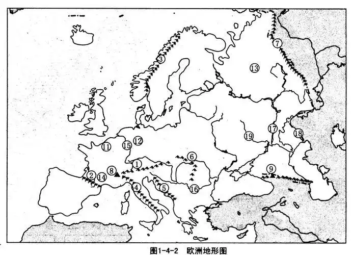 世界地形图手绘中学生简笔画欧洲地形图简笔画图