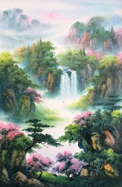 中国山水油画系列2 国画60*90cm  1555