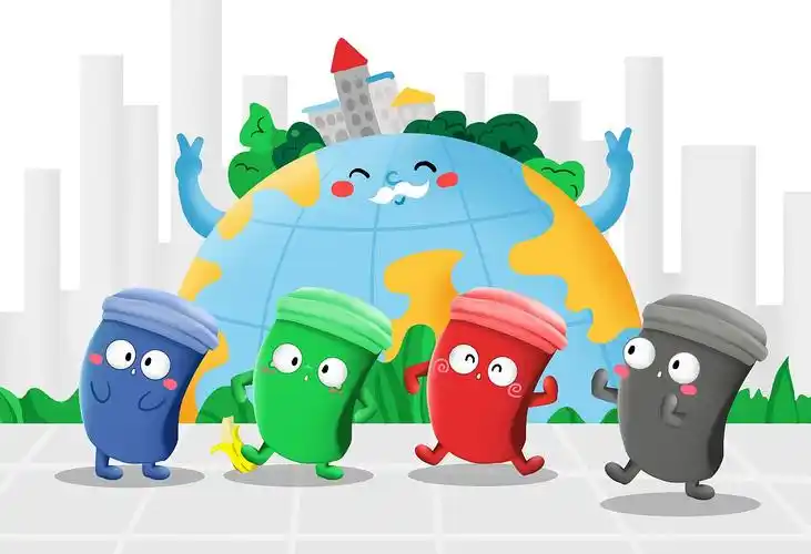 手绘噪点"垃圾分类"环保插画