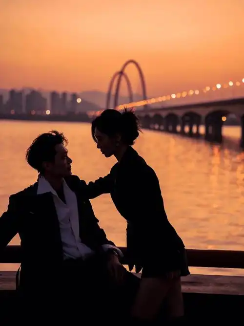 江边正确情侣拍照姿势