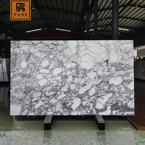 云浮市石材白色天然大理石板大花白支持定制加工台面承接别墅工程