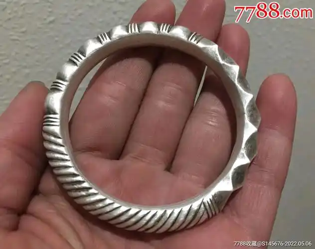 竹节三段老银镯