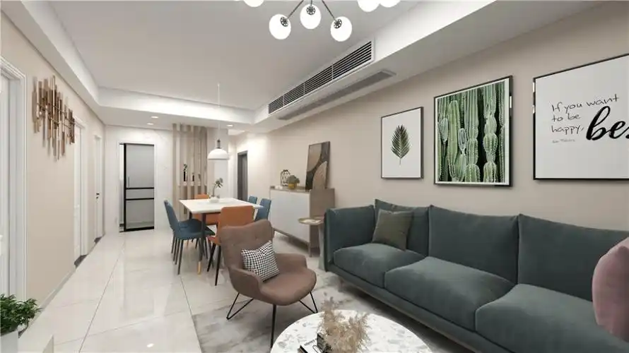 浦东78平现代简约风格三室一厅装修效果图-统帅装饰