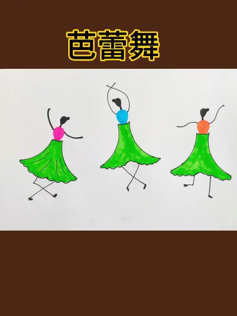 芭蕾舞小姐姐来了,#图文伙伴计划 #儿童简笔画 #启蒙早教  - 抖音