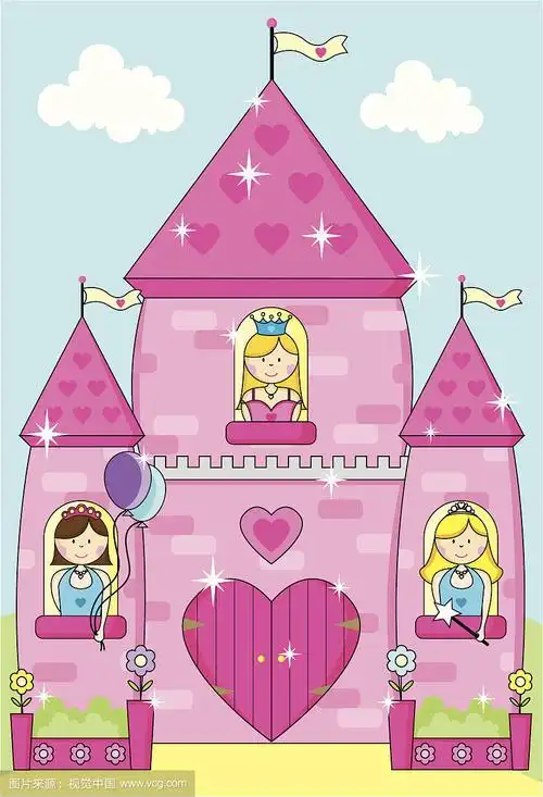 城堡简笔画 彩色 公主