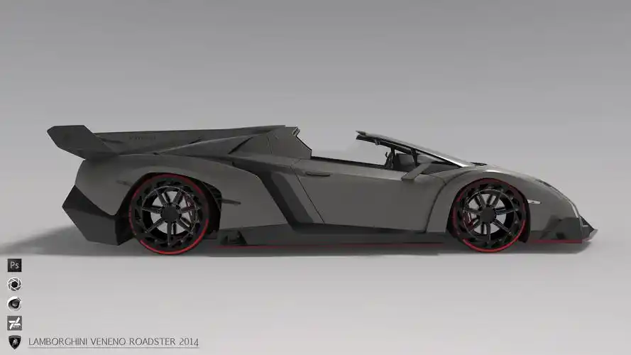 lamborghini veneno roadster 2014 c4d标准渲染练习|三维|机械/交通