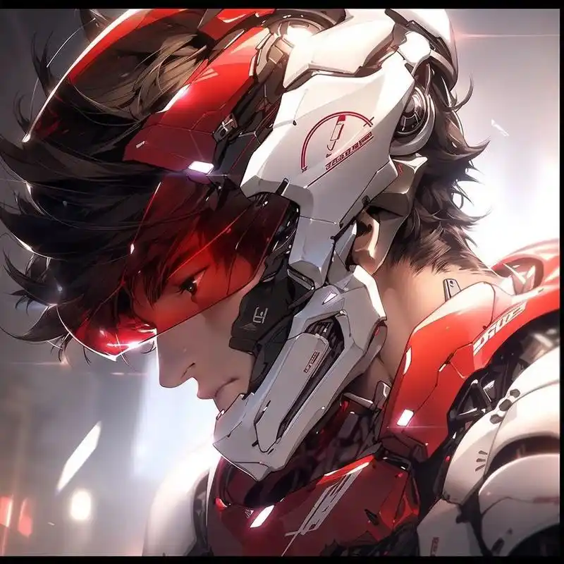 红白色系3d机甲风帅哥头像