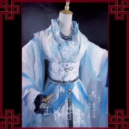 【玉锦青鸾】【慕花辞】蓝白cos古装|君拂君后|姜沉鱼宫装-淘宝
