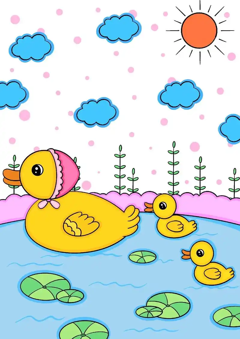 池塘里的小鸭子