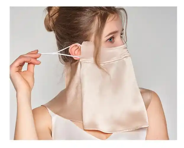 夏季真丝防晒面罩防紫外线桑蚕丝加大口罩护脖遮阳骑行透气面纱女