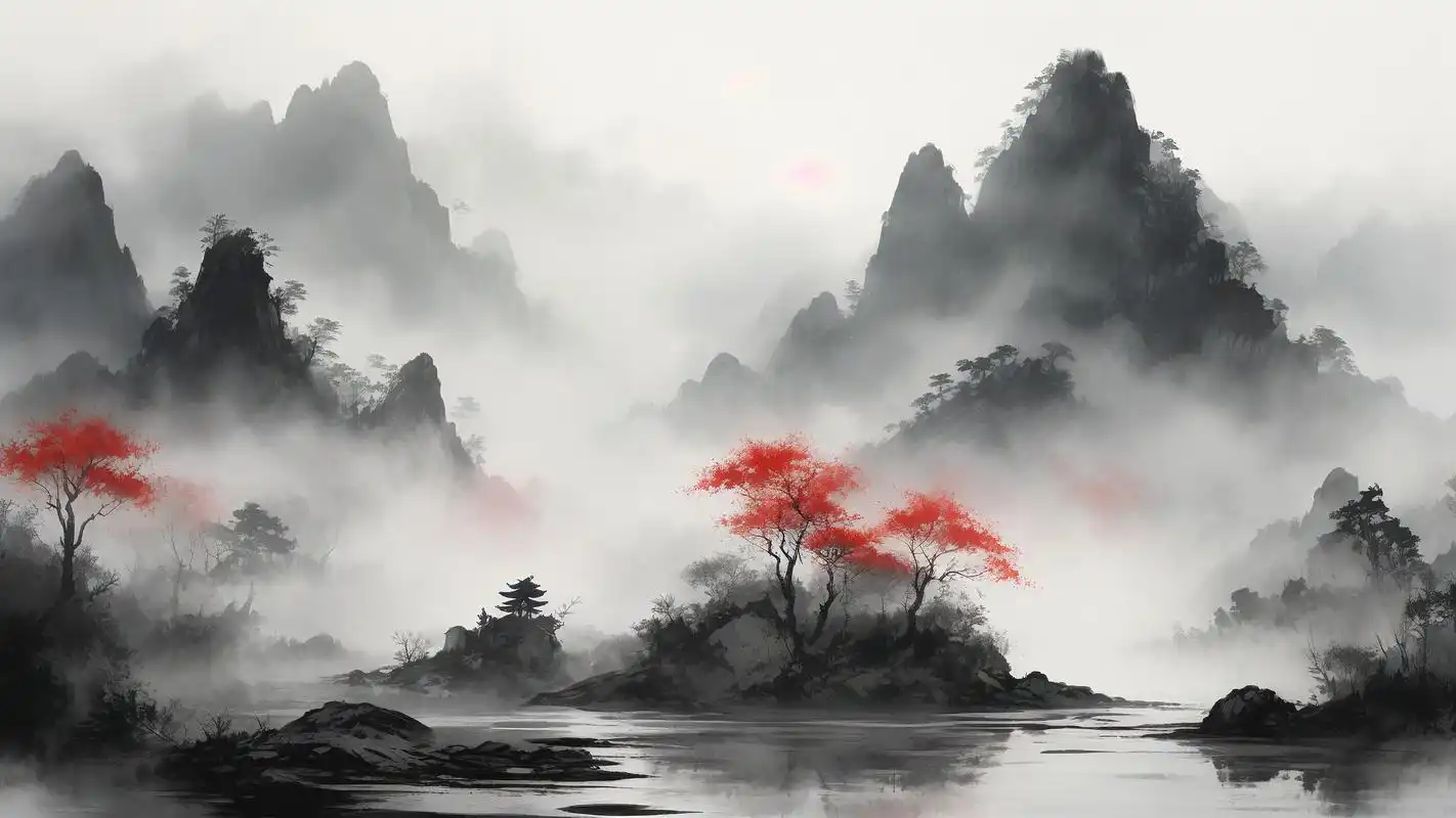 古风壁纸,山水画中的云雾缭绕 哈喽亲们,来一组古风山水画壁纸,感受那