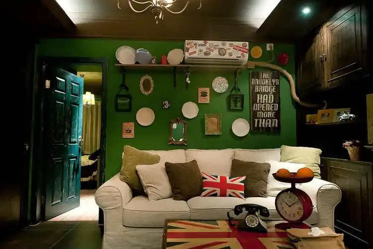 开放式厨房吧台效果图英式田园风格四居书房装修效果图英式复古两居