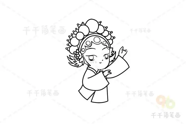 戏曲花旦简笔画_戏曲人物大全简笔画
