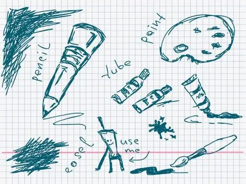 手绘绘画工具矢量素材
