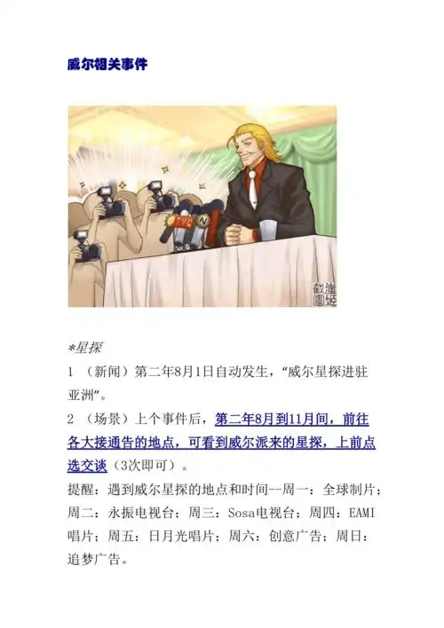 明星志愿三攻略威尔相关事件