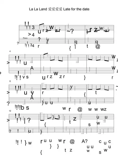 lalaland爱乐之城lateforthedate简五线谱简钢琴谱简