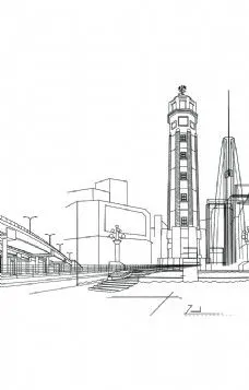 重庆地标建筑线条矢量图解放碑