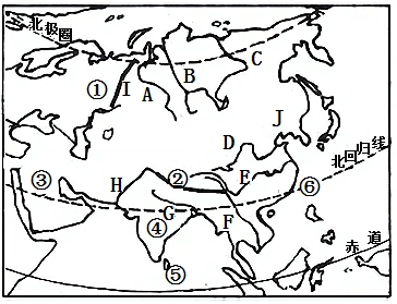 读"亚洲部分地区图",完成下列问题.