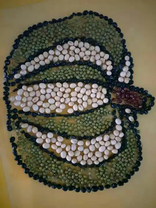 丰翼幼儿园月亮二班五谷杂粮拼图手工课