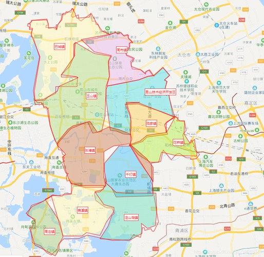 昆山各个镇地图自己画的画的不行