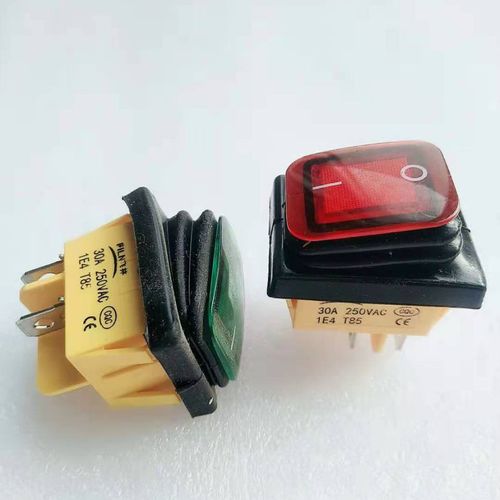 piln飞林开关蒸饭柜开关带灯4脚2档防水开关船型开关30a250vac