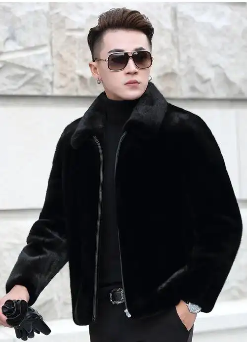 海宁菲绅皮草进口貂皮大衣男款整貂男士水貂皮草外套真皮源头工厂