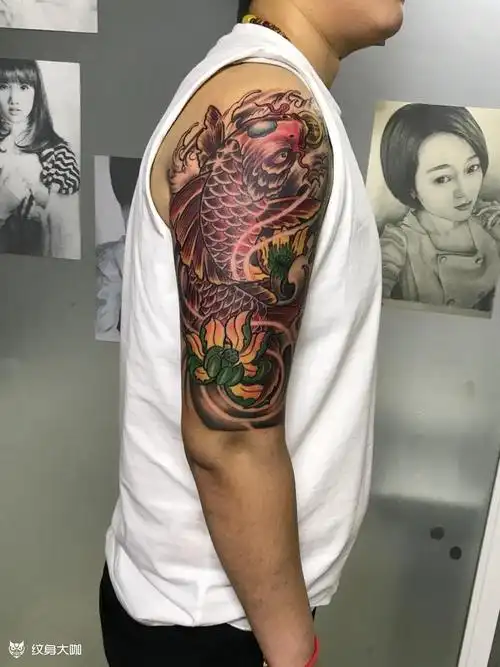 又一个招财鲤鱼_纹身图案手稿图片_名绣堂的纹身作品集