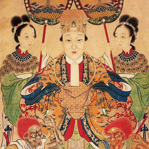 福建妈祖画像中堂对联挂画湄洲天妃圣母娘娘国画