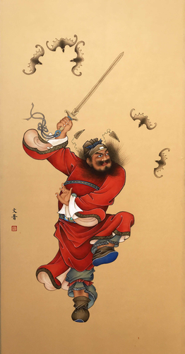 工笔画毛笔勾宣纸笔勾打印稿底稿白描钟馗竖副4尺国画