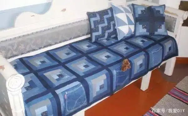 废旧牛仔裤别扔了,拿出来剪剪裁裁,用来做拼布,效果非常好看