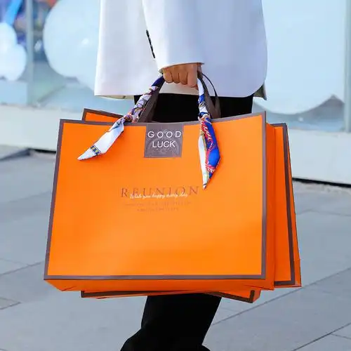 爱马仕橙丝巾礼品袋手提袋good luck高档礼品服装购物包装袋子
