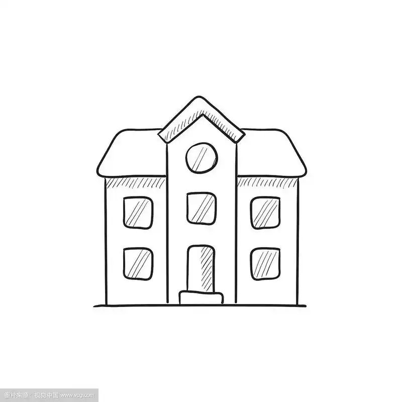 两层独立住宅素描图标