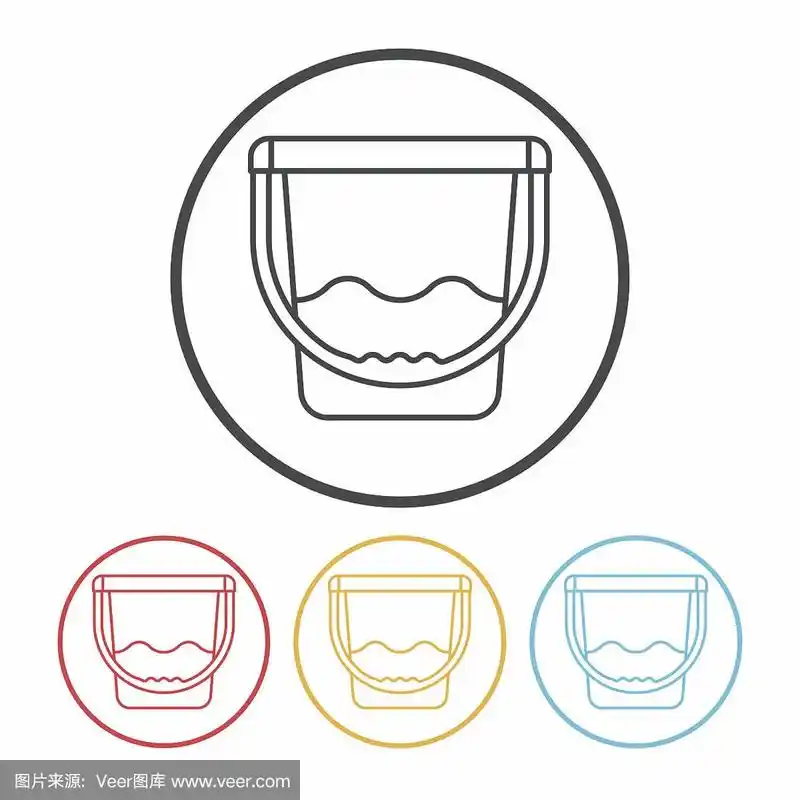 大桶,水,线图标,符号,一个物体