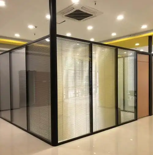 北京玻璃隔断墙办公室高隔断隔墙铝合金单玻磨砂双玻百叶隔音