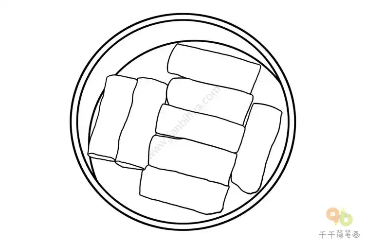 闽南特色名吃 崇武鱼卷简笔画_地方美食简笔画