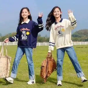 秋季女童卫衣套装韩版中大童小学生女孩牛仔长裤两件套姐妹闺蜜装