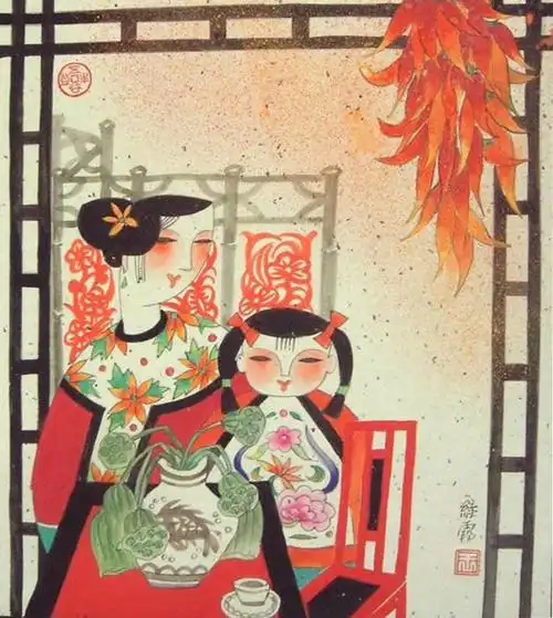 中国传统民俗元素主题绘画