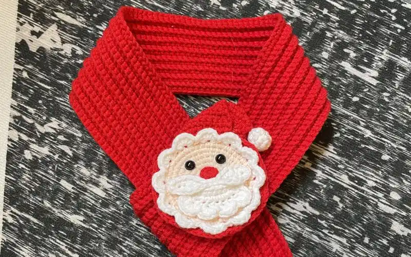 手工毛线diyg钩针圣诞老人围巾_哔哩哔哩_bilibili