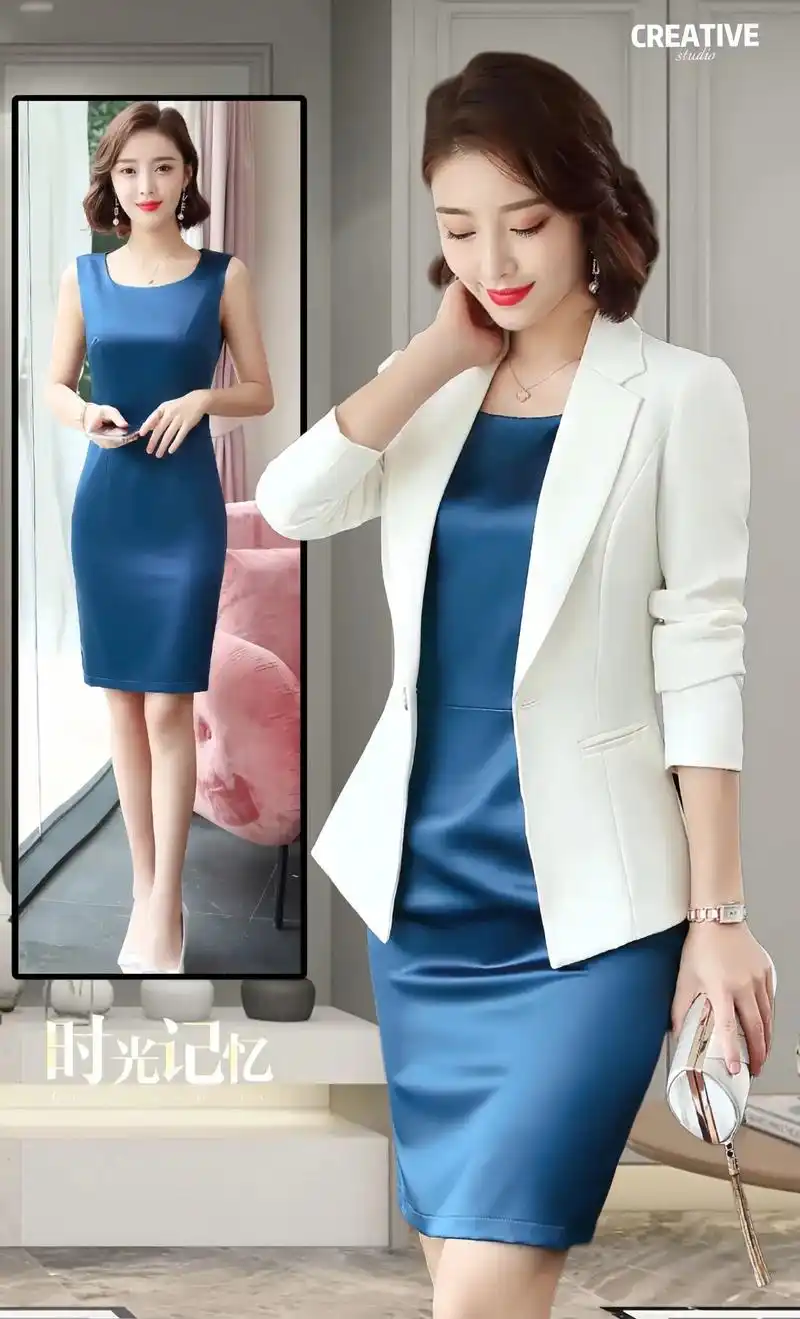 西装连衣裙套装 春夏新款休闲气质高级感职业西服连衣裙两件套