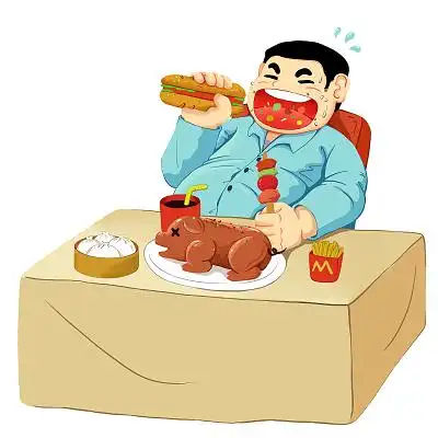 吃货肥胖大吃大喝吃吃喝喝的胖子餐饮美食减肥png素材健康