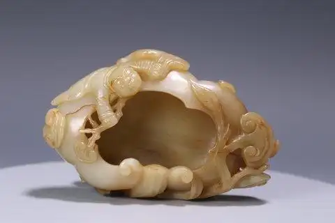 和田玉童子笔洗