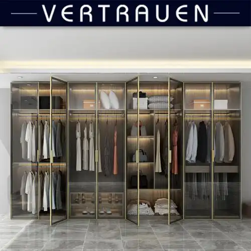 南京玻璃门衣柜定制现代简约全屋卧室家具定制走入式衣帽间定做