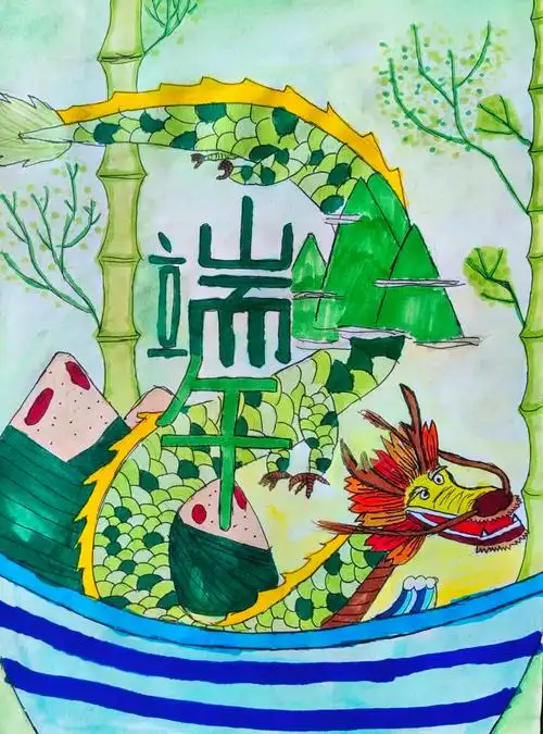 "端午主题绘画作品-图1