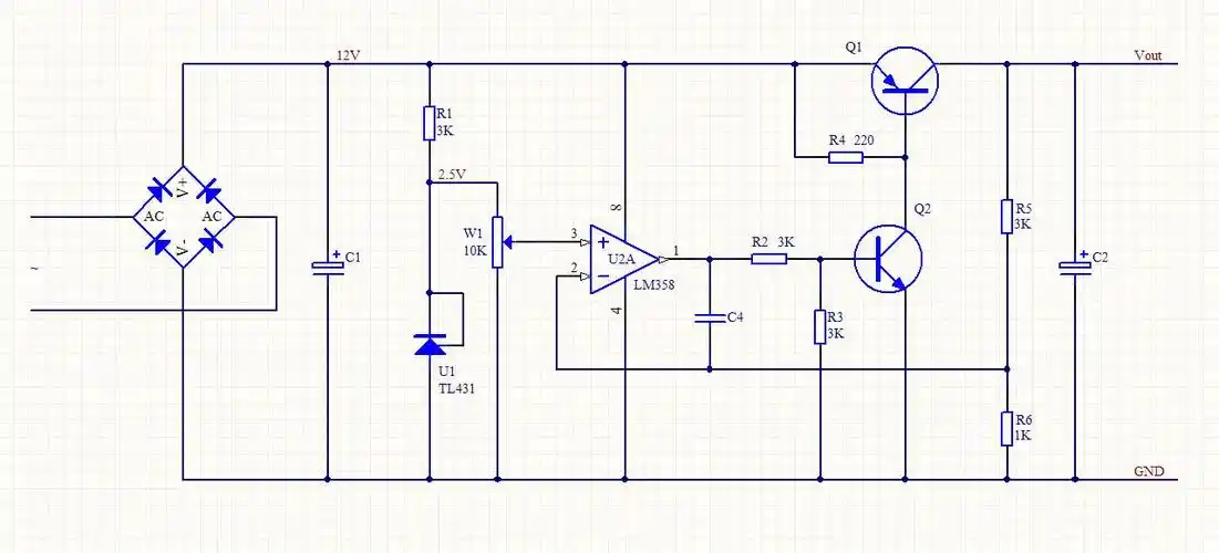 线性可调电源电路图